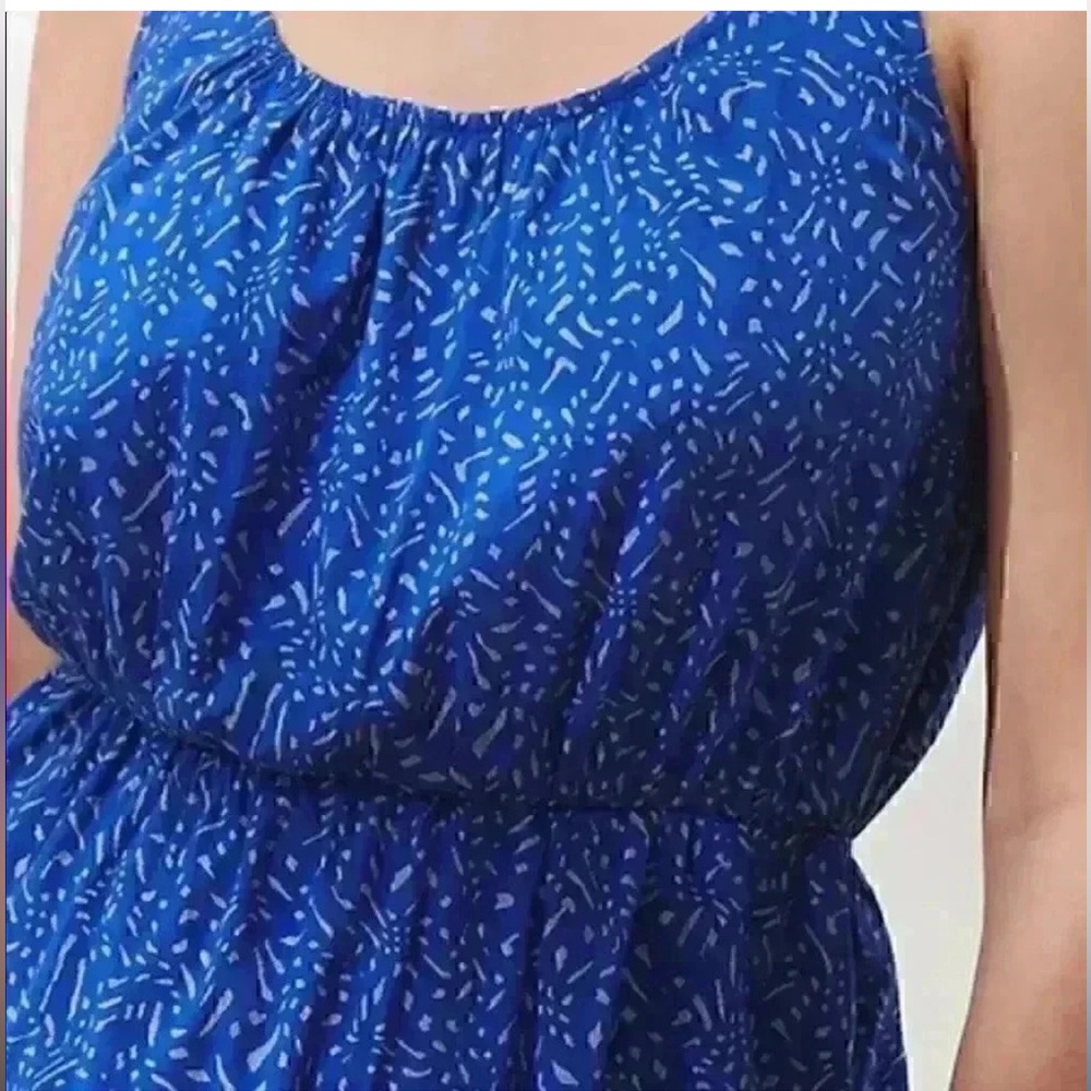 Banana Republic Petite Ruffle Fit n Flare Blue Dress MP NEW - Picture 9 of 9
